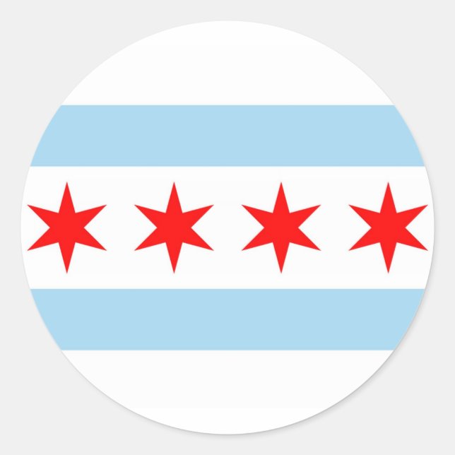 Rond Sticker avec drapeau de Chicago, Illinois (Devant)