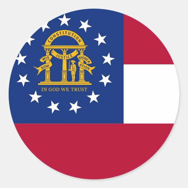 Rond Sticker avec Drapeau de Géorgie (Devant)