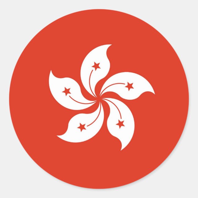 Rond Sticker avec Drapeau de Hong Kong, Chine (Devant)