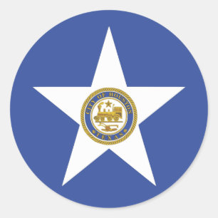 Rond Sticker avec Drapeau de Houston, USA