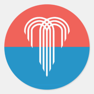 Rond Sticker avec Drapeau de Kansas City, Missouri