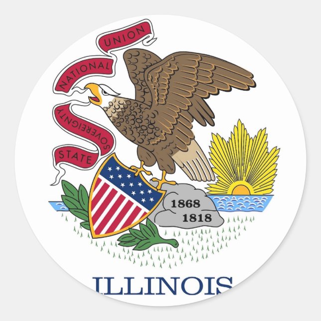 Rond Sticker avec drapeau de l'Illinois (Devant)