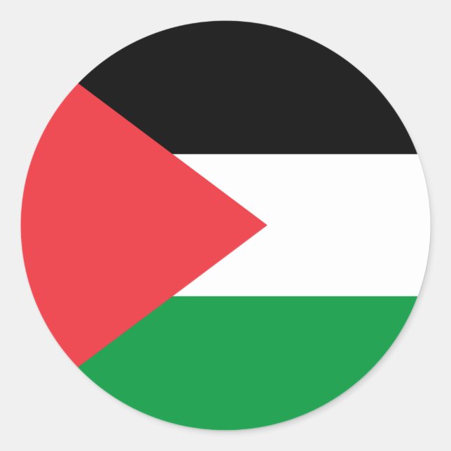 Rond Sticker avec Drapeau de Palestine (Devant)