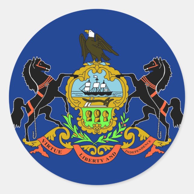 Rond Sticker avec Drapeau de Pennsylvanie (Devant)
