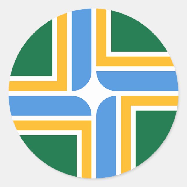 Rond Sticker avec Drapeau de Portland, Etat de l'Oregon (Devant)