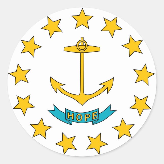 Rond Sticker avec drapeau de Rhode Island (Devant)