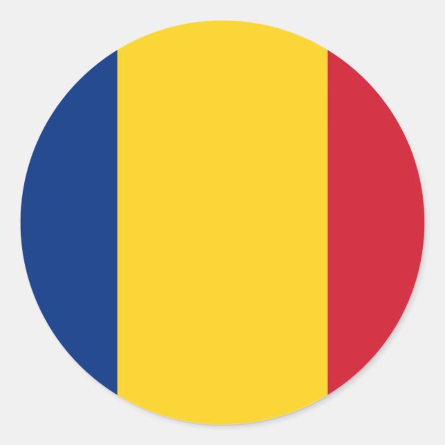 Rond Sticker avec drapeau de Roumanie (Devant)
