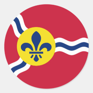 Rond Sticker avec Drapeau de Saint-Louis, Missouri