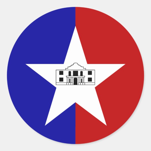 Rond Sticker avec Drapeau de San Antonio, USA (Devant)