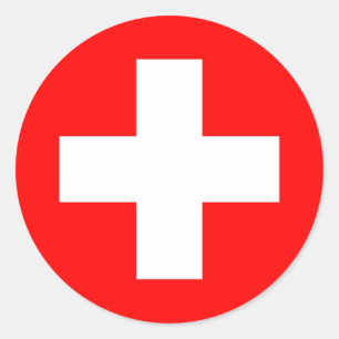 Rond Sticker avec Drapeau de Suisse