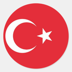 Rond Sticker avec Drapeau de Turquie