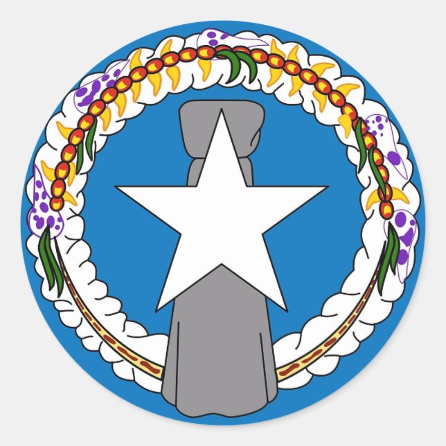 Rond Sticker avec drapeau des îles Mariannes du Nord (Devant)