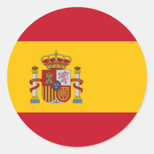 Rond Sticker avec drapeau d'Espagne