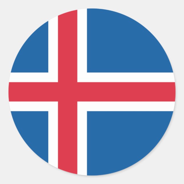 Rond Sticker avec Drapeau d'Islande (Devant)