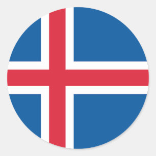 Rond Sticker avec Drapeau d'Islande