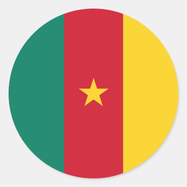 Rond Sticker avec drapeau du Cameroun (Devant)
