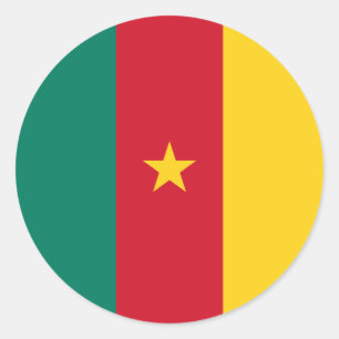 Rond Sticker avec drapeau du Cameroun