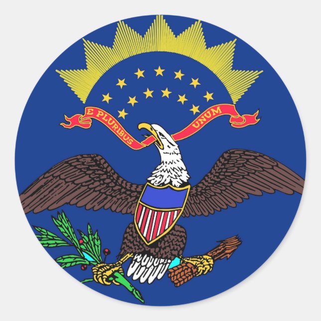 Rond Sticker avec drapeau du Dakota du Nord (Devant)