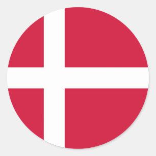 Rond Sticker avec drapeau du Danemark
