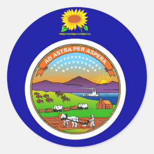 Rond Sticker avec drapeau du Kansas