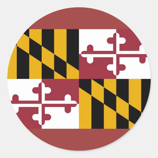 Rond Sticker avec Drapeau du Maryland (Devant)