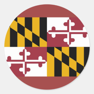 Rond Sticker avec Drapeau du Maryland