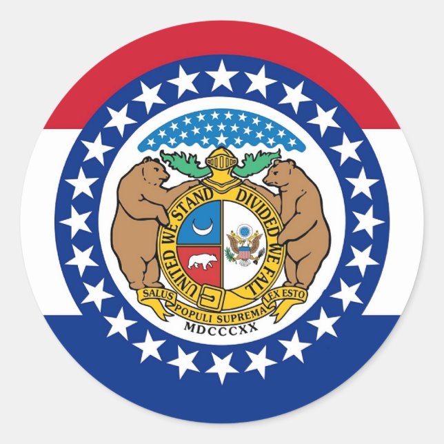 Rond Sticker avec drapeau du Missouri (Devant)