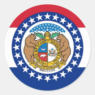 Rond Sticker avec drapeau du Missouri