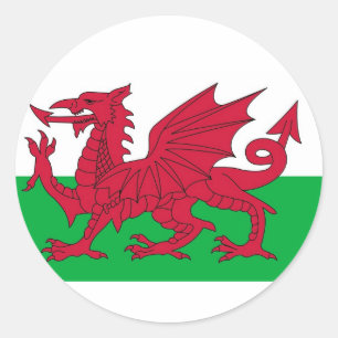 Rond Sticker avec Drapeau du Pays de Galles