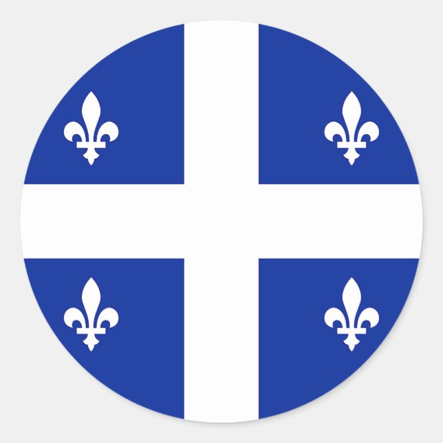 Rond Sticker avec drapeau du Québec, Canada (Devant)