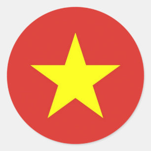 Rond Sticker avec Drapeau du Vietnam