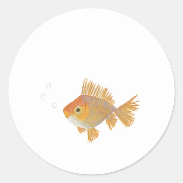 Rond Sticker Avec Illustration De Poisson D'Or (Devant)