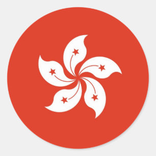 Rond Sticker avec le drapeau de Hong Kong, Chine