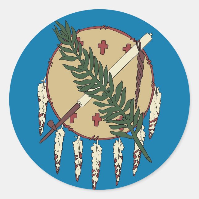 Rond Sticker avec le drapeau de l'Oklahoma (Devant)