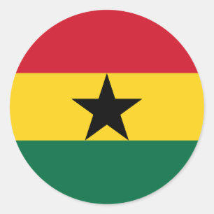 Rond Sticker avec le drapeau du Ghana
