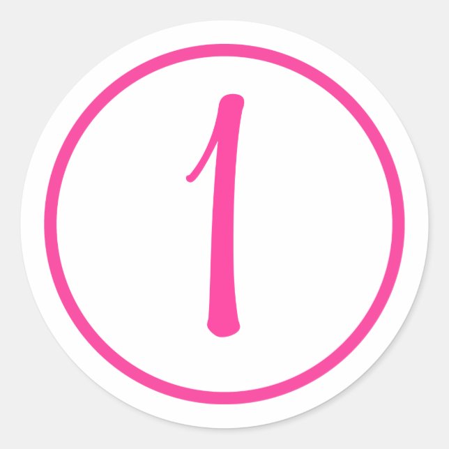Rond Sticker avec numéro rose et bordure (Devant)