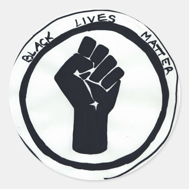 Rond Sticker avec poing Black Lives Matt (Devant)