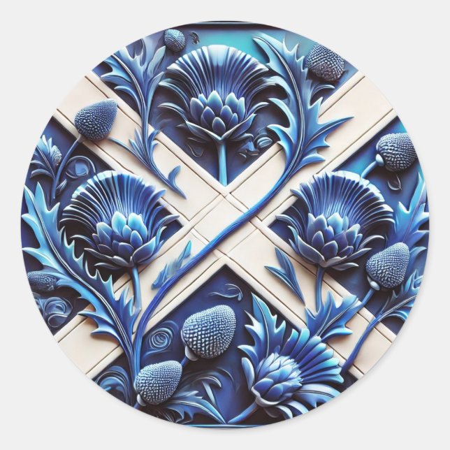 Rond Sticker avec Scottish Thistles Design (Devant)