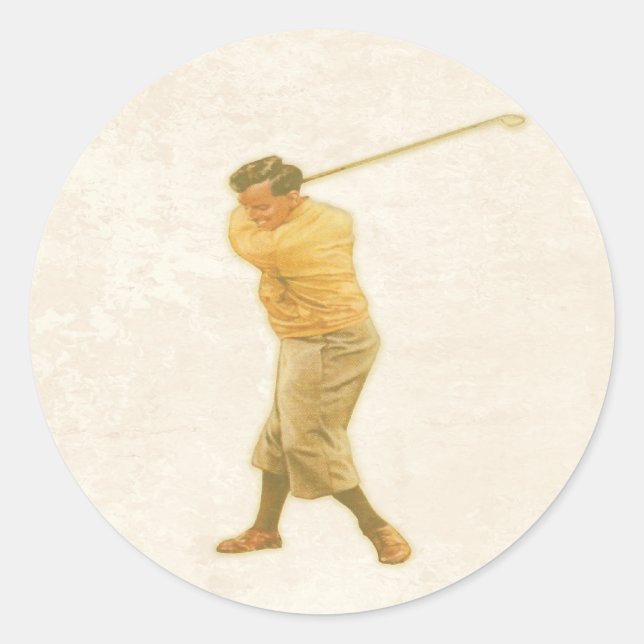 Rond Sticker avec Vintage Golf Player (Devant)