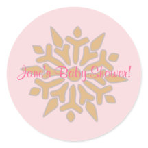 Sticker Baby shower à flocons de neige rose et or
