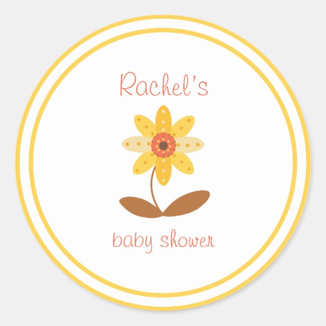 Rond Sticker Baby shower à thème tournesol (Devant)