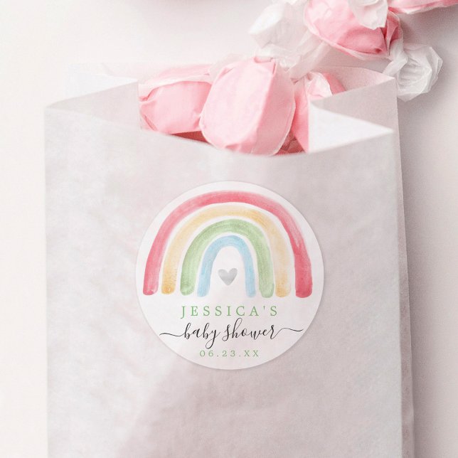 Rond Sticker Baby shower arc-en-ciel Boho Favoriser (Créateur téléchargé)