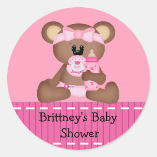 Rond Sticker Baby shower bébé ours