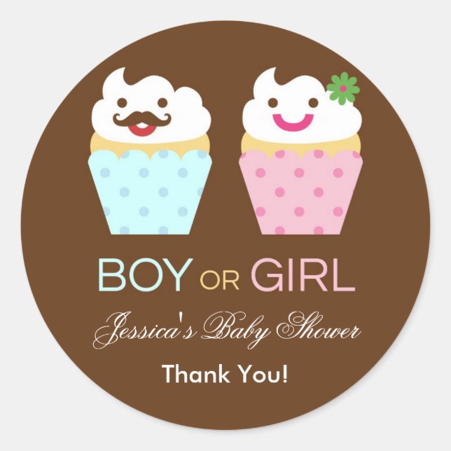 Rond Sticker Baby shower Big Cupcake (Devant)