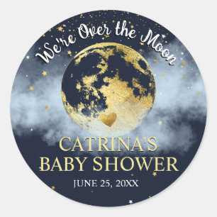 Rond Sticker Baby shower bleu marine au-dessus de la lu