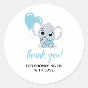 Rond Sticker Baby shower Blue Elephant