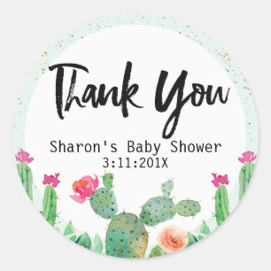 Rond Sticker Baby shower Cactus
