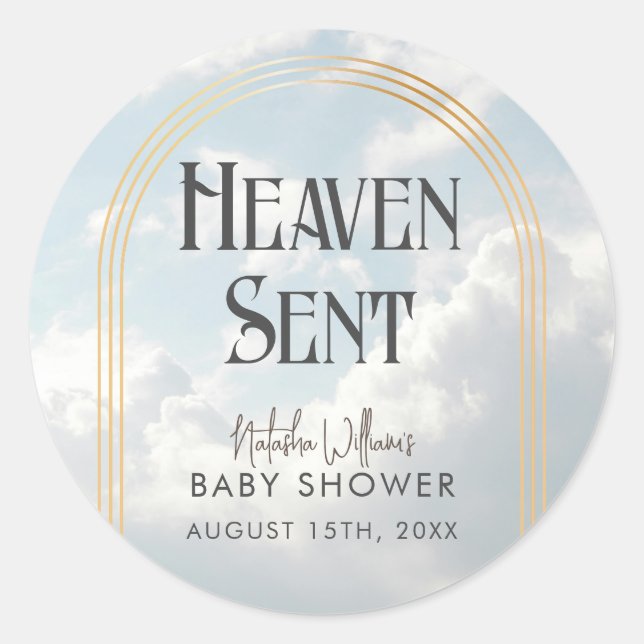 Rond Sticker Baby shower Ciel bleu ciel (Devant)