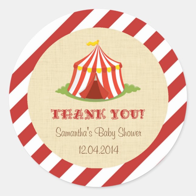 Rond Sticker Baby shower cirque (Devant)
