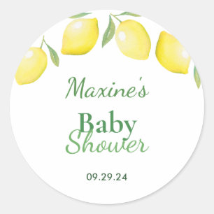 Rond Sticker Baby shower citrons jaunes
